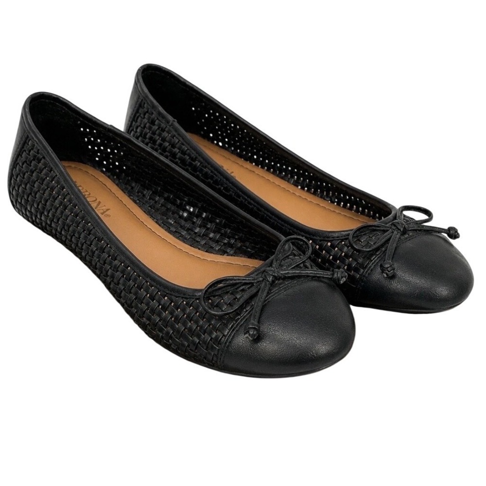 Merona Vintage Y2K Black Woven Ballet Slip On Flats Women's Size 9